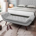 Ver imagem 5 de Puff Recamier Decorativo com Tachas 195 cm Santorini Linho Cinza - Lyam Decor