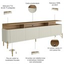 Ver imagem 5 de Rack Sala com Painel para Tv 75 Pol 4 Portas Brise 180cm Pés Dourado Clio I03 Louro Luna - Lyam