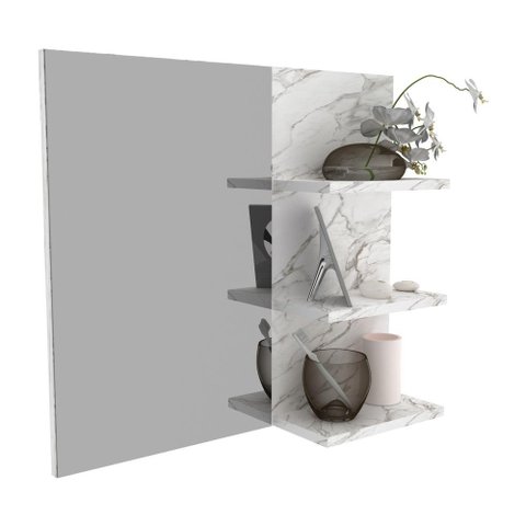 Espelheira para Banheiro 60cm Multimóveis VCR10088 Mármore Branco