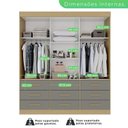 Ver imagem 5 de Guarda-Roupa Casal 3 Portas 9 Gavetas com Espelho Luana Cinza/Jequitibá/Granizo