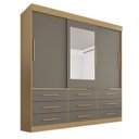 Ver imagem 3 de Guarda-Roupa Casal 3 Portas 9 Gavetas com Espelho Luana Cinza/Jequitibá/Granizo