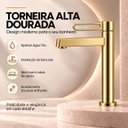 Ver imagem 5 de Torneira Daytona Dourada Alta Aço Inox 304 Premium Goldenx