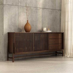 Buffet Ripado 170 Cm Decorativo Porta de Correr Madeira Imbuia Adamo Idimex