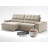 Sofá com Porta Copos e Carregador Usb Ret Rec Luke 2,50m Veludocristal Areia - Netsofas - 5