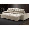 Sofá com Porta Copos e Carregador Usb Ret Rec Luke 2,50m Veludocristal Areia - Netsofas - 1