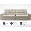 Ver imagem 4 de Sofá com Porta Copos e Carregador Usb Ret Rec Luke 2,50m Veludocristal Areia - Netsofas