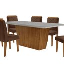 Ver imagem 2 de Mesa Sala de Jantar Aida 180cm e 6 Cadeiras Melissa Moderna Vel. Marrom/off White/imbuia