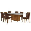 Ver imagem 1 de Mesa Sala de Jantar Aida 180cm e 6 Cadeiras Melissa Moderna Vel. Marrom/off White/imbuia
