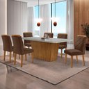 Ver imagem 4 de Mesa Sala de Jantar Aida 180cm e 6 Cadeiras Melissa Moderna Vel. Marrom/off White/imbuia