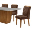 Ver imagem 3 de Mesa Sala de Jantar Aida 180cm e 6 Cadeiras Melissa Moderna Vel. Marrom/off White/imbuia