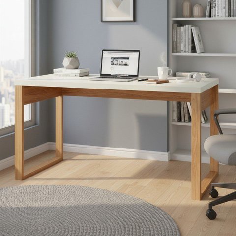 Mesa Escrivaninha para Escritório 1,35m Estilo Industrial Móvel na Caixa
