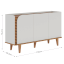 Ver imagem 3 de Buffet 3 Portas de Giro 2 Prateleiras c/ Ripado Artesanal e Pés de Madeira Jussara Off White Matte /