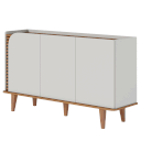 Ver imagem 7 de Buffet 3 Portas de Giro 2 Prateleiras c/ Ripado Artesanal e Pés de Madeira Jussara Off White Matte /