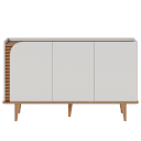 Ver imagem 1 de Buffet 3 Portas de Giro 2 Prateleiras c/ Ripado Artesanal e Pés de Madeira Jussara Off White Matte /