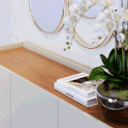 Ver imagem 6 de Buffet 3 Portas de Giro 2 Prateleiras c/ Ripado Artesanal e Pés de Madeira Jussara Off White Matte /