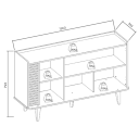 Ver imagem 4 de Buffet 3 Portas de Giro 2 Prateleiras c/ Ripado Artesanal e Pés de Madeira Jussara Off White Matte /