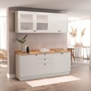 Ver imagem 1 de Cozinha Compacta Modulada 7 Portas 3 Gavetas 100% MDF 2 Tampos Sevilha Branco/Artico