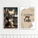 Ver imagem 2 de Kit 2 Quadros Cantinho Café Bulldog Francês 45x34cm:moldura Branca