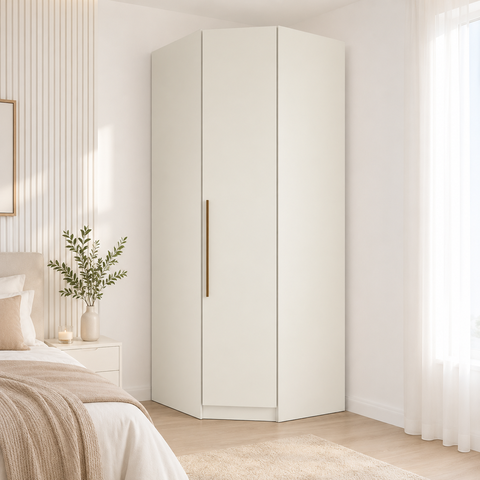 Guarda Roupa Modulado Canto Oblíquo Casal Seletto Henn 1 Porta MDF MDP Organizador Modular Areia