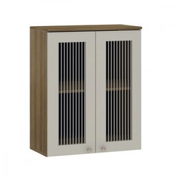 Armário Aéreo 2 Portas Vidro Canelado 80cm Isis Luciane - 1 Armário Aéreo 2 Portas Vidro Canelado 80cm Isis Luciane - 1