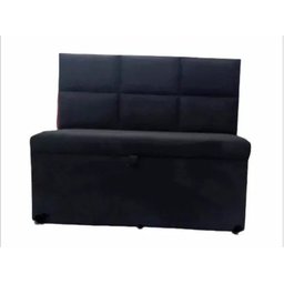 Conjunto Canto Alemão Baú Encosto Ripado Suede 120x120cm:café com Leite - 1