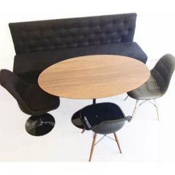 Conjunto Canto Alemão Baú Encosto Ripado Suede 120x120cm:café com Leite - 4
