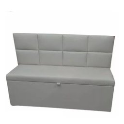 Conjunto Canto Alemão Baú Encosto Ripado Suede 120x120cm:café com Leite - 2