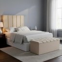 Ver imagem 6 de Cabeceira e Recamier Bau Solteiro 90 Cm Dalia Linho Bege Artte