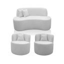 Ver imagem 2 de Kit 2 Poltrona com Sofá Curvo 2 Lugares Feijão Forma Orgânica 1,50 Bouclé Maranata