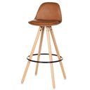 Ver imagem 4 de Kit 2 Banquetas Luisa Assento Courino Base Madeira com Encosto Caramelo Anima Office