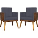 Ver imagem 1 de Kit 2 Poltronas Decorativas Lis Corino e Linho Cores Pé Palito 30 Cm Castanho
