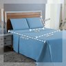 Jogo Lençol Casal Algodão 300 Fios 4 Peças Cama Box e Padrão:azul Bebe - 3