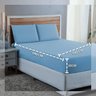 Jogo Lençol Casal Algodão 300 Fios 4 Peças Cama Box e Padrão:azul Bebe - 4