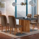 Ver imagem 1 de Sala de Jantar Mesa Olímpia 120cm Mdf Vidro Canto Reto com 4 Cadeiras Carol Moderna