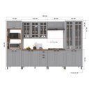 Ver imagem 3 de Cozinha Modulada 6 Peças Torre Quente Cristaleira 2 Balcão com Tampo e 2 Aéreos 100% MDF com Vidro Bari Cinza/Titanio Fosco