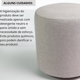Puff Perse Decorativo Tecido Linho Banqueta Redondo - 5