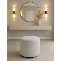Puff Perse Decorativo Tecido Linho Banqueta Redondo - 1