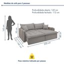 Ver imagem 3 de Sofá Cama Retrátil e Reclinável 3 Lugares Linho Gelo Michigan 220cm Yescasa