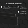 Kit 6 Barras Rodapé de Poliestireno 7cm Altura Barra 2m Cor:preto Frisado - 3