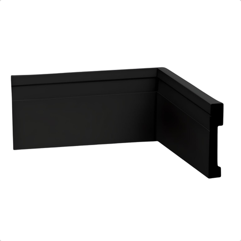 Kit 6 Barras Rodapé de Poliestireno 7cm Altura Barra 2m Cor:preto Frisado