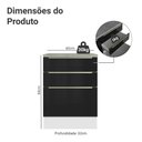 Ver imagem 2 de Balcão de Cozinha 60 cm 3 Gavetas Branco/Preto Lux Madesa