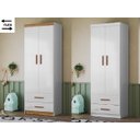 Ver imagem 2 de Módulo Roupeiro Ônix 2 Portas 3 Gavetas e Cabideiro Flex Nature Branco - Peternella