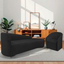 Ver imagem 1 de Kit Sofá Curvo França 220cm Ld. e Poltrona Luiza Max Conforto, Elegância e Design Moderno Bouclé