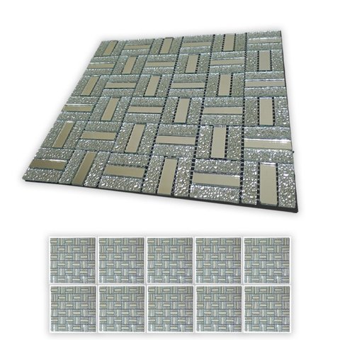 Pastilha de Vidro Kit 10 Uni Adesiva Parede Sala Cozinha Banheiro Decorativa Facil Aplicacao Moderna