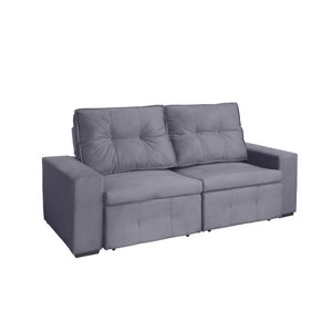 Sofá + Pillow Berlim Cinza 2,00M 3 Lugares Rec Estofados