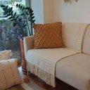 Ver imagem 3 de Capa de Almofada Artesanal Cordão Mostarda 40x40