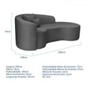 Ver imagem 3 de Recamier Curvo Orgânico 200cm 3 Lugares Lado Direito para Sala de Estar Linho Londres Cinza Escuro
