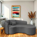 Ver imagem 1 de Recamier Curvo Orgânico 200cm 3 Lugares Lado Direito para Sala de Estar Linho Londres Cinza Escuro