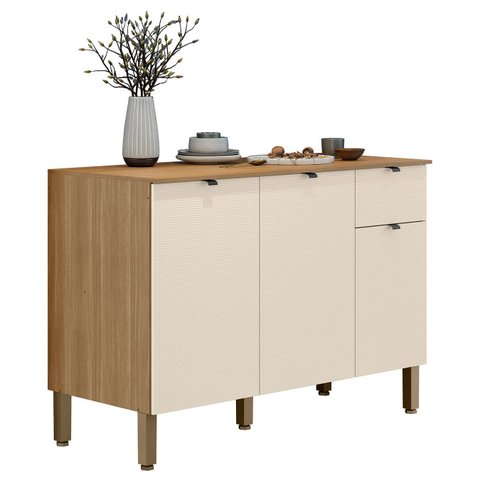 Balcão de Cozinha com Tampo 3 Portas Laura Plus Soft/freijó Z06 - Mpozenato