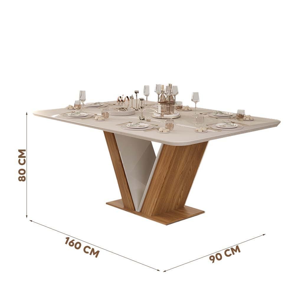 Mesa Jantar Retangular 6 Lugares Vidro Sofia Com 6 Cadeiras - DJ